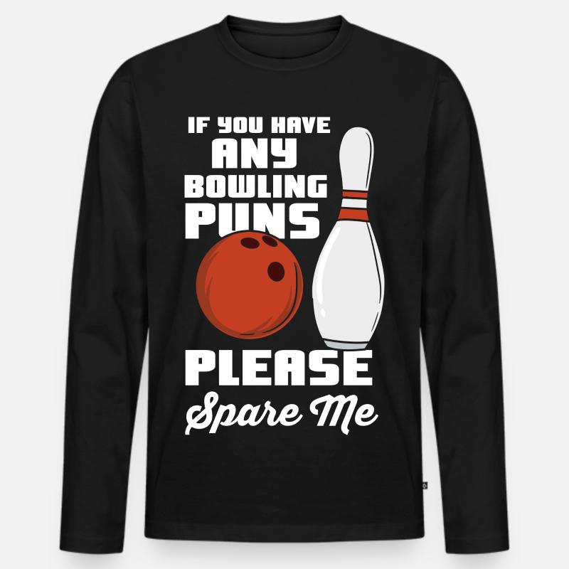 Witziger Bowlerspruch - Männer Premium Bio Langarmshirt - Schwarz