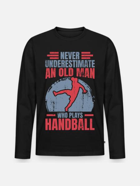 Handball Großvater - Männer Premium Bio Langarmshirt - Schwarz