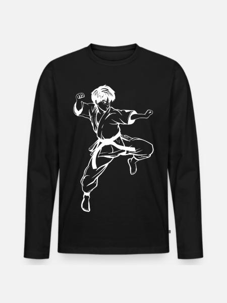 Karate Boy Sketch - Men's Premium Organic Long Sleeve Shirt - black