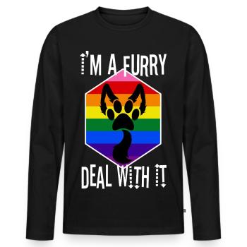 I'm A Furry Deal With It - Männer Premium Bio Langarmshirt - Schwarz - Vorne - Nico (187cm)