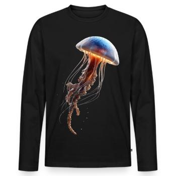 Méduse Méduse de feu Méduse Méduse mignonne - T-shirt manches longues Premium bio Homme - noir - Devant - Nico (187cm)