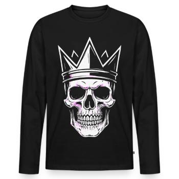 Skull King Totenkopf Krone Motiv - Männer Premium Bio Langarmshirt - Schwarz - Vorne - Nico (187cm)