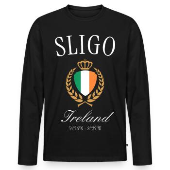 Couronne du blason de Sligo Ireland – Souvenir de voyage - T-shirt manches longues Premium bio Homme - noir - Devant - Nico (187cm)