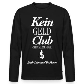 Kein Geld Club - Männer Premium Bio Langarmshirt - Schwarz - Vorne - Nico (187cm)