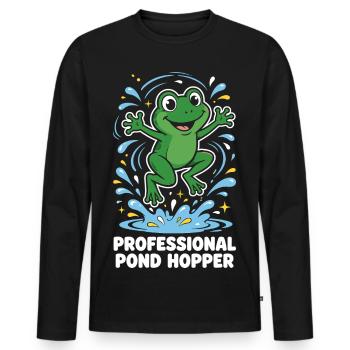 Professional Pond Hopper Frog - Men's Premium Organic Long Sleeve Shirt - black - Front - Nico (187cm)