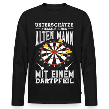 Lustige Darts Sprüche Darts Geschenke - Männer Premium Bio Langarmshirt - Schwarz - Vorne - Nico (187cm)
