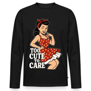 Trop mignonne pour s’en soucier – Pin-up coquine rétro - T-shirt manches longues Premium bio Homme - noir - Devant - Nico (187cm)