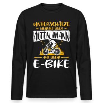 Man electric bike e-bike saying - Men's Premium Organic Long Sleeve Shirt - black - Front - Nico (187cm)