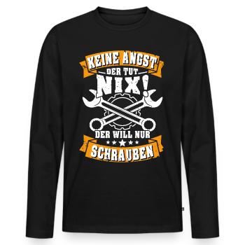 Schrauber Schrauben DIY Mechaniker Spruch - Männer Premium Bio Langarmshirt - Schwarz - Vorne - Nico (187cm)