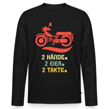 Moped zweitakter Mofa Spruch Eier - Männer Premium Bio Langarmshirt - Schwarz - Vorne - Nico (187cm)