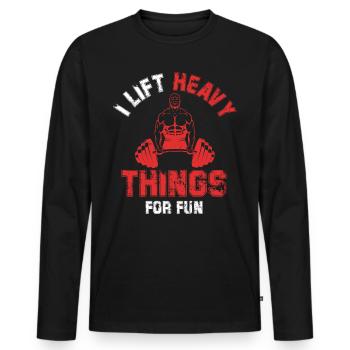 Weightlifter - Men's Premium Organic Long Sleeve Shirt - black - Front - Nico (187cm)