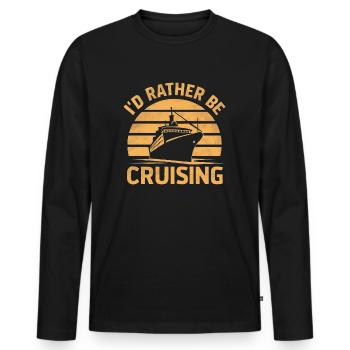 I'd Rather Be Cruising Vintage Sunset - Men's Premium Organic Long Sleeve Shirt - black - Front - Nico (187cm)