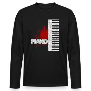 piano - Men's Premium Organic Long Sleeve Shirt - black - Front - Nico (187cm)