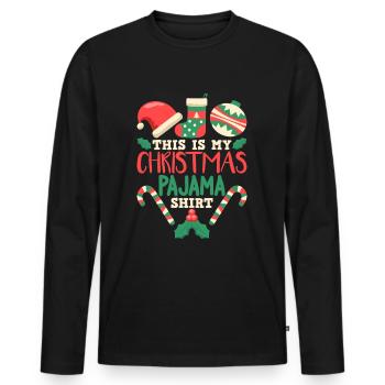 Christmas Pajama Pajamas Funny Gift - Men's Premium Organic Long Sleeve Shirt - black - Front - Nico (187cm)