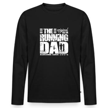 1974 - The Running Dad - Männer Premium Bio Langarmshirt - Schwarz - Vorne - Nico (187cm)