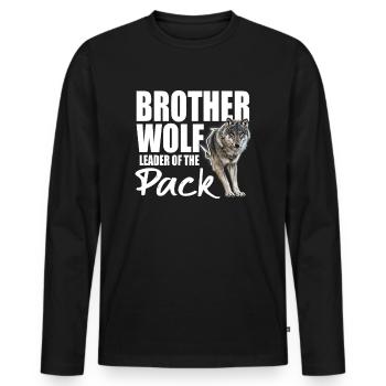 brother wolf - leader of the pack - Men's Premium Organic Long Sleeve Shirt - black - Front - Nico (187cm)