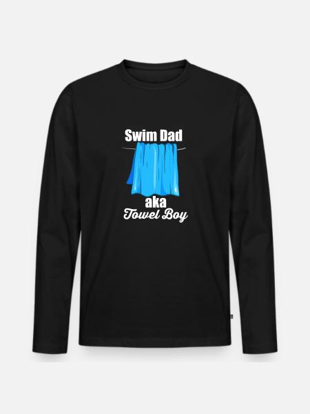Swim Papa aka Towel Boy Natation Natation Père - T-shirt manches longues Premium bio Homme - noir