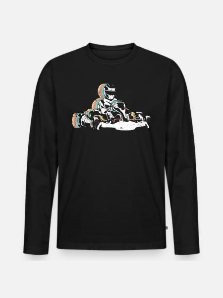 Gokart Retro Kart - Männer Premium Bio Langarmshirt - Schwarz