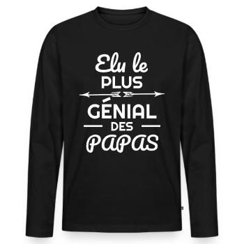 Papa génial idée cadeau fête des pères - T-shirt manches longues Premium bio Homme - noir - Devant - Nico (187cm)