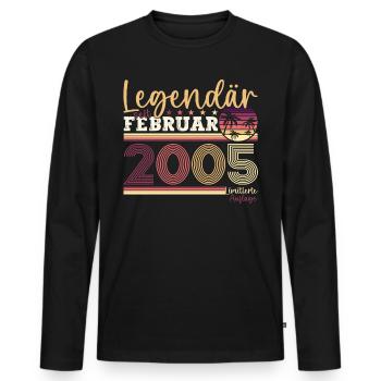 Jahrgang 2005 Februar 18. Geburtstag Geschenk Mann - Männer Premium Bio Langarmshirt - Schwarz - Vorne - Nico (187cm)