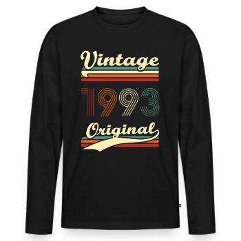 Vintage 1993 original 30 years anniversary - Men's Premium Organic Long Sleeve Shirt - black - Front - Nico (187cm)