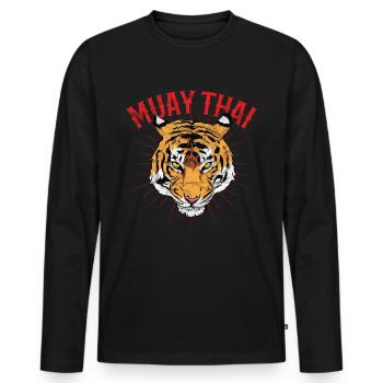 Muay Thai Tiger - T-shirt manches longues Premium bio Homme - noir - Devant - Nico (187cm)