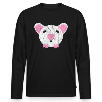 Animaux mignons - T-shirt manches longues Premium bio Homme - noir - Devant - Nico (187cm)