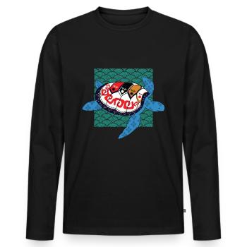 Global nomad turtle - Men's Premium Organic Long Sleeve Shirt - black - Front - Nico (187cm)