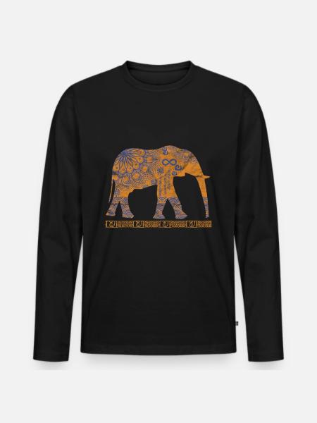 Globaler Nomaden-Elefant - Männer Premium Bio Langarmshirt - Schwarz