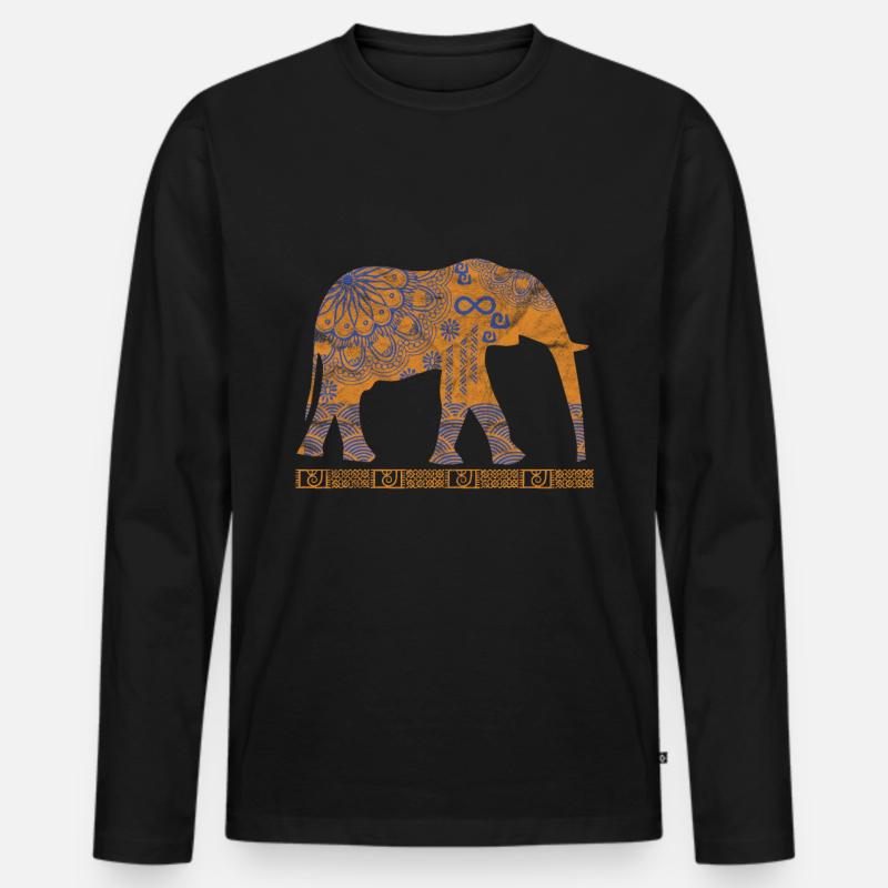 Globaler Nomaden-Elefant - Männer Premium Bio Langarmshirt - Schwarz