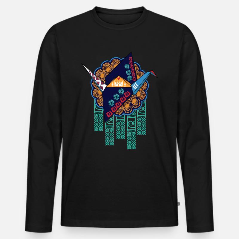 Globaler Nomade - Männer Premium Bio Langarmshirt - Schwarz
