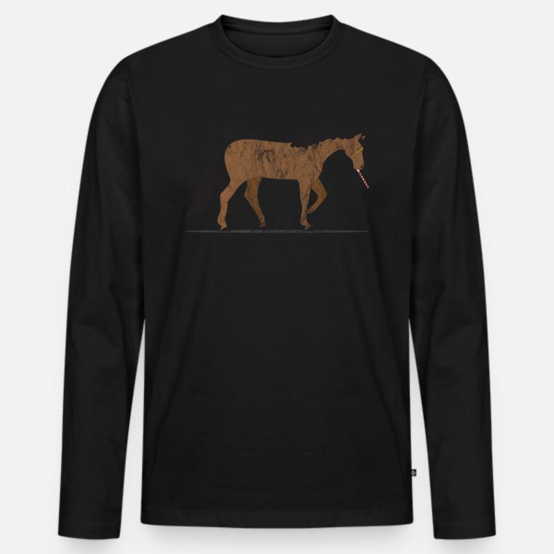 Tiere Pferd - Männer Premium Bio Langarmshirt - Schwarz