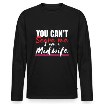 Vous ne pouvez pas effrayer une sage-femme - T-shirt manches longues Premium bio Homme - noir - Devant - Nico (187cm)