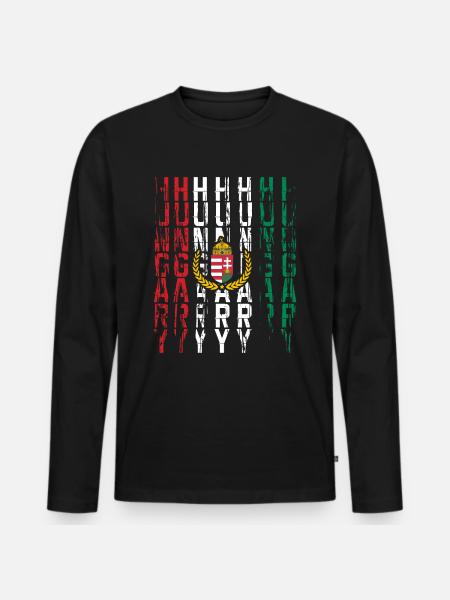 Ungarn - Männer Premium Bio Langarmshirt - Schwarz
