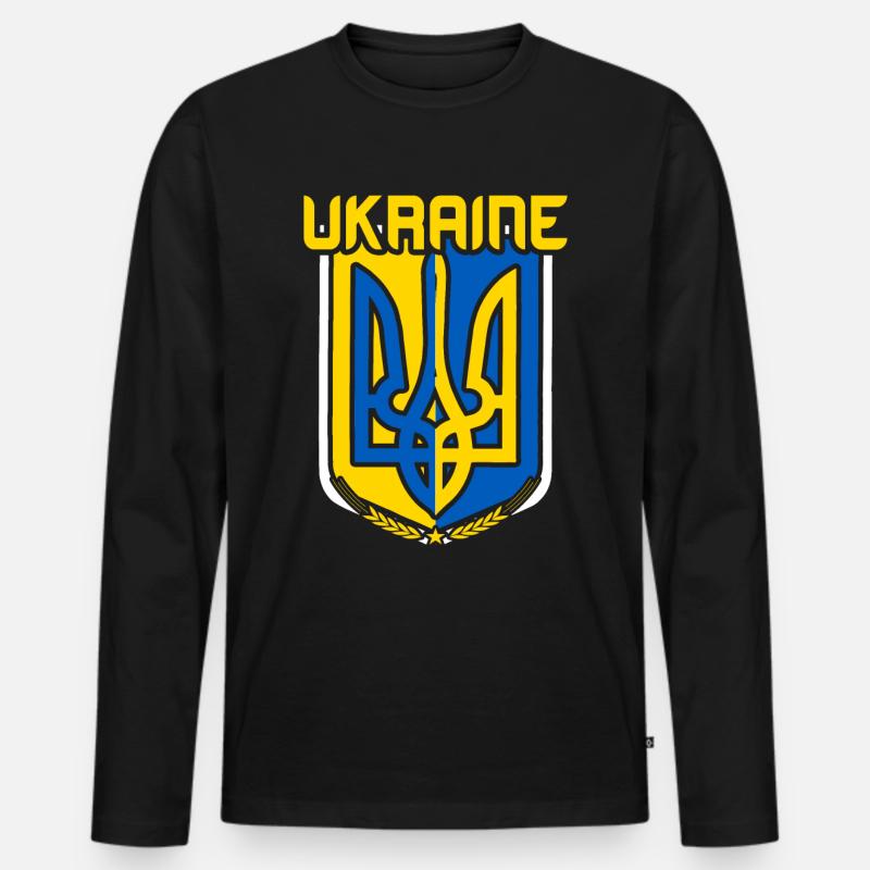 Ukraine - Männer Premium Bio Langarmshirt - Schwarz