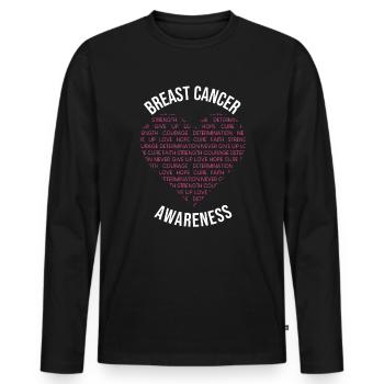 Brustkrebs-Bewusstsein - Männer Premium Bio Langarmshirt - Schwarz - Vorne - Nico (187cm)