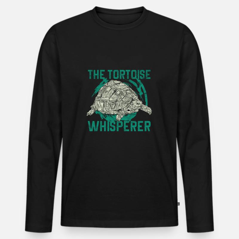 Der Schildkröten Flüsterer | Turtle - Männer Premium Bio Langarmshirt - Schwarz
