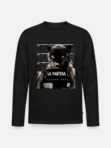 Animal Print Schwarzer Panther - Männer Premium Bio Langarmshirt - Schwarz