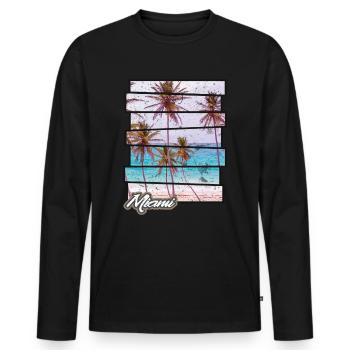 Miami Beach Paradise Sunset Retro Photo Island - Men's Premium Organic Long Sleeve Shirt - black - Front - Nico (187cm)