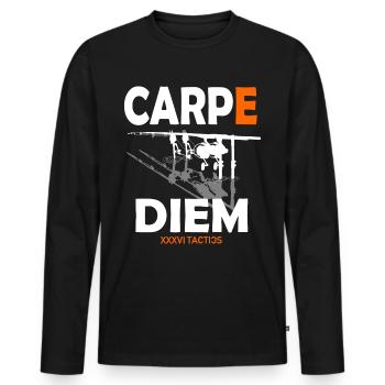 Carp angler Carp fishing Carpe Diem gift - Men's Premium Organic Long Sleeve Shirt - black - Front - Nico (187cm)