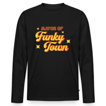 Maire de Funky Town 1970s Disco Funk Vintage - T-shirt manches longues Premium bio Homme - noir - Devant - Nico (187cm)
