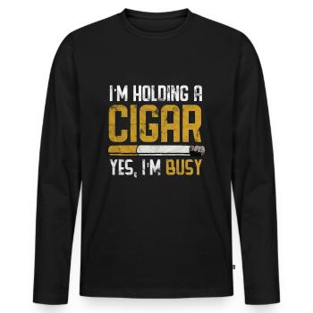 Gentleman Zigarre Rohr Rauch Verein Geschenk - Männer Premium Bio Langarmshirt - Schwarz - Vorne - Nico (187cm)