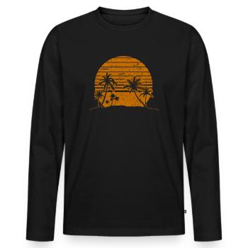 Retro Sunset Beach Vacation Paradise Island Orange - Men's Premium Organic Long Sleeve Shirt - black - Front - Nico (187cm)