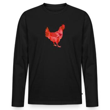 Verrückte geometrische rote Henne Huhn ich liebe Hühner - Männer Premium Bio Langarmshirt - Schwarz - Vorne - Nico (187cm)
