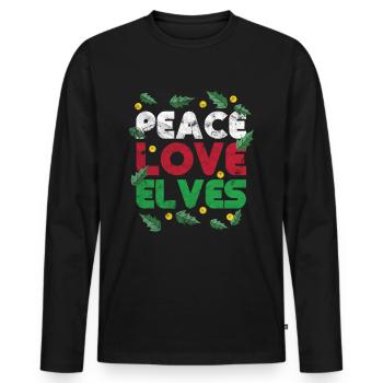 Cadeau Père Noël Noël Elfes - T-shirt manches longues Premium bio Homme - noir - Devant - Nico (187cm)