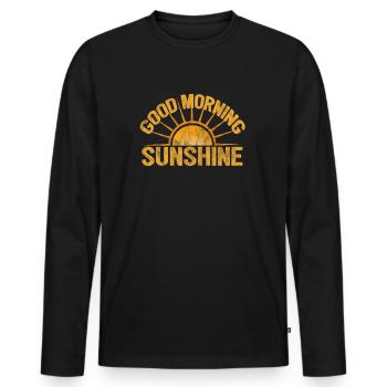 Bonjour Morning Sunshine des années 1970 drôle Vintage des années 1970 - T-shirt manches longues Premium bio Homme - noir - Devant - Nico (187cm)