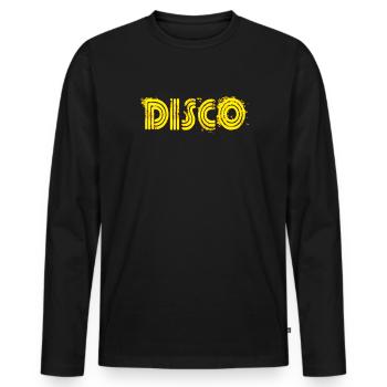 Disco Neon Lights Text Disco Funk Vintage des années 1970 - T-shirt manches longues Premium bio Homme - noir - Devant - Nico (187cm)