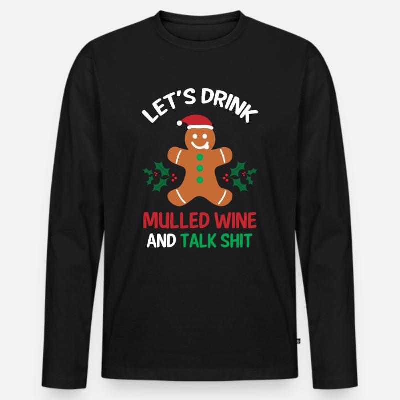 Glühwein Warm Alkohol Geschenk - Männer Premium Bio Langarmshirt - Schwarz