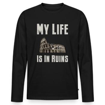 Archäologie Mein Leben ist in Ruinen Archäologe - Männer Premium Bio Langarmshirt - Schwarz - Vorne - Nico (187cm)