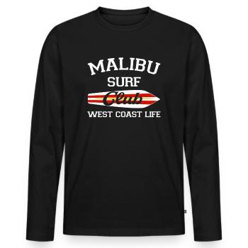 Malibu Surf Club Vintage Retro Surf Strand - Männer Premium Bio Langarmshirt - Schwarz - Vorne - Nico (187cm)